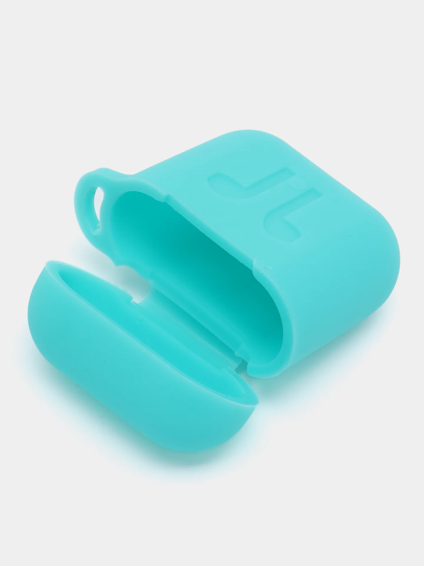 Бирюзовый чехол для беспроводных наушников AirPods 1/2 с карабином, силиконовый