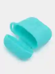 Бирюзовый чехол для беспроводных наушников AirPods 1/2 с карабином, силиконовый