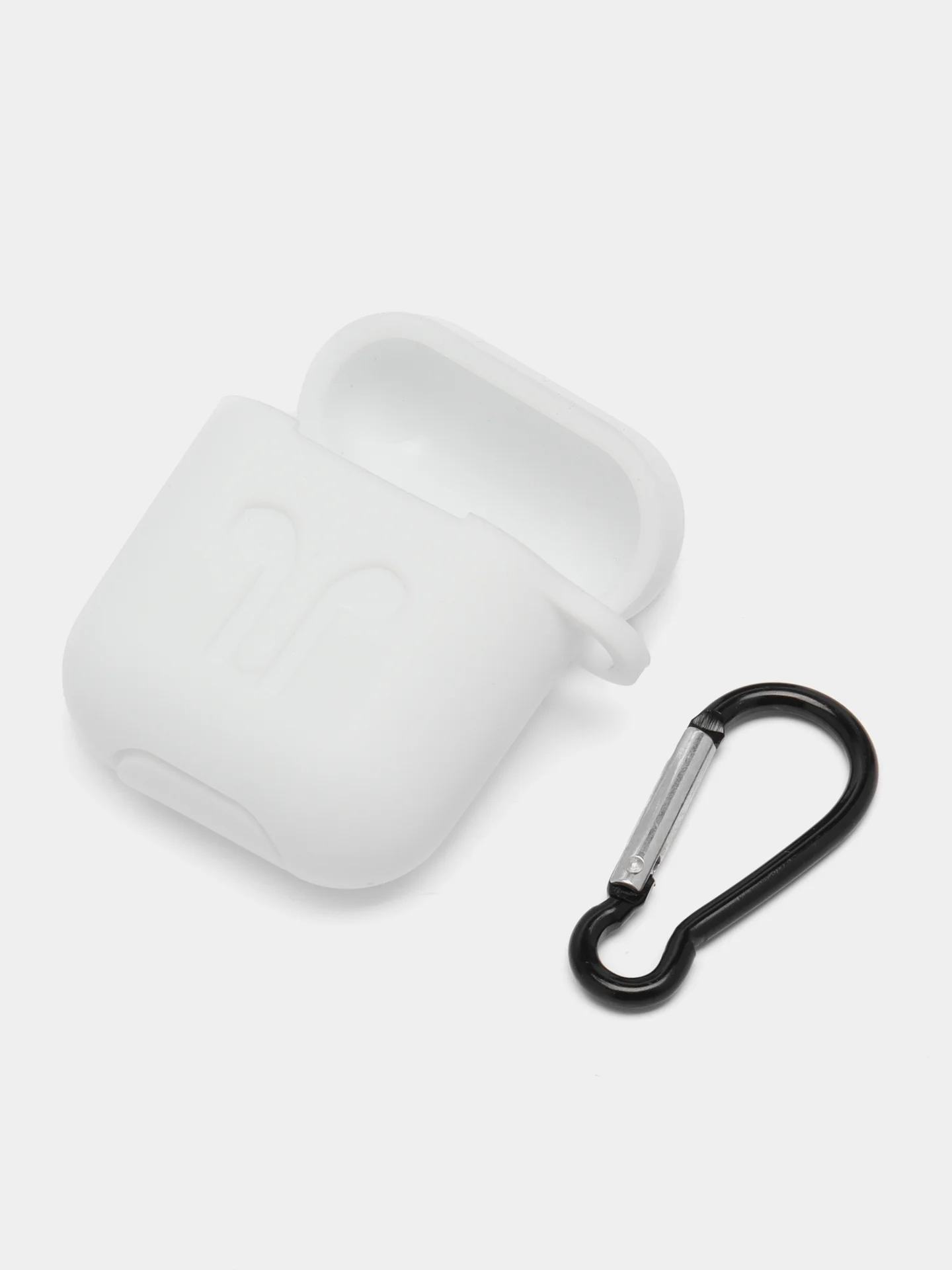 Белый чехол для беспроводных наушников AirPods 1/2 с карабином, силиконовый