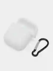 Белый чехол для беспроводных наушников AirPods 1/2 с карабином, силиконовый