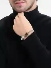 Серебряный мужской браслет с бусами
