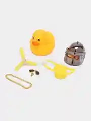 Золотой игрушка утка в шлеме и очках с пропеллером, в машину