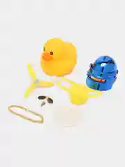 Синий меланж игрушка утка в шлеме и очках с пропеллером, в машину