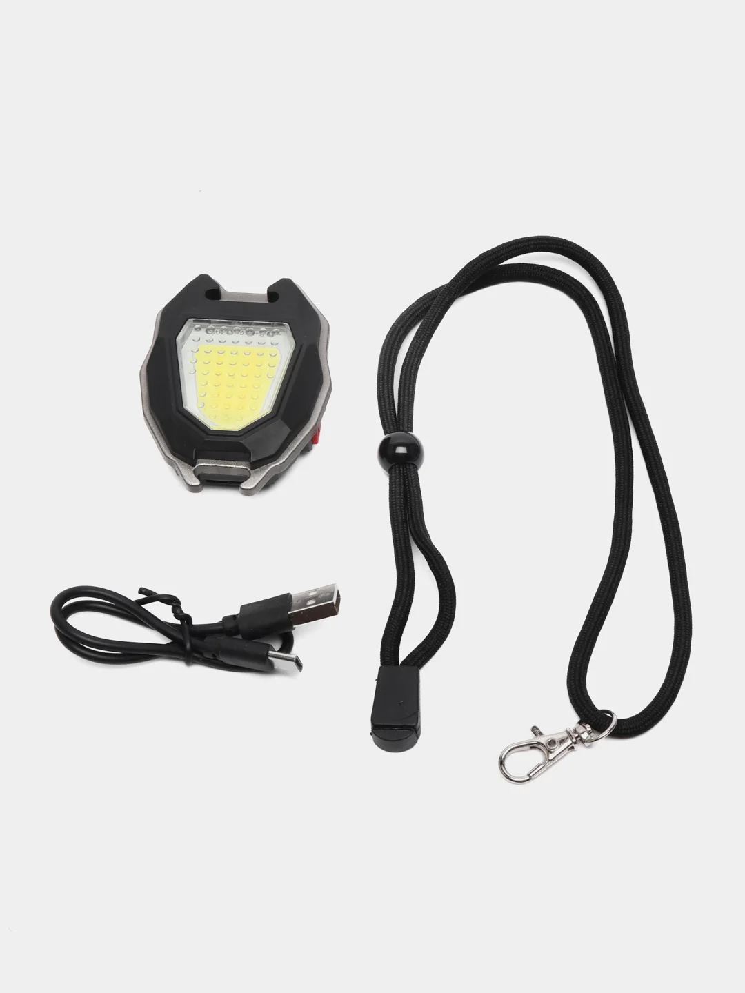 Фонарик, LED-брелок, аккумуляторный, с магнитом, карабином и электронной зажигалкой