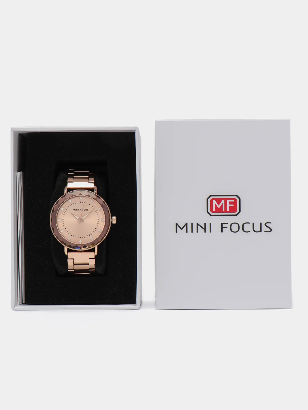 Розовый женские наручные часы Mini Focus MF0040L с камнями, в подарочной упаковке
