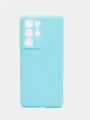 Голубой чехол для Samsung Galaxy S21 Ultra (Самсунг С21 ультра) Силиконовый, c защитой камеры