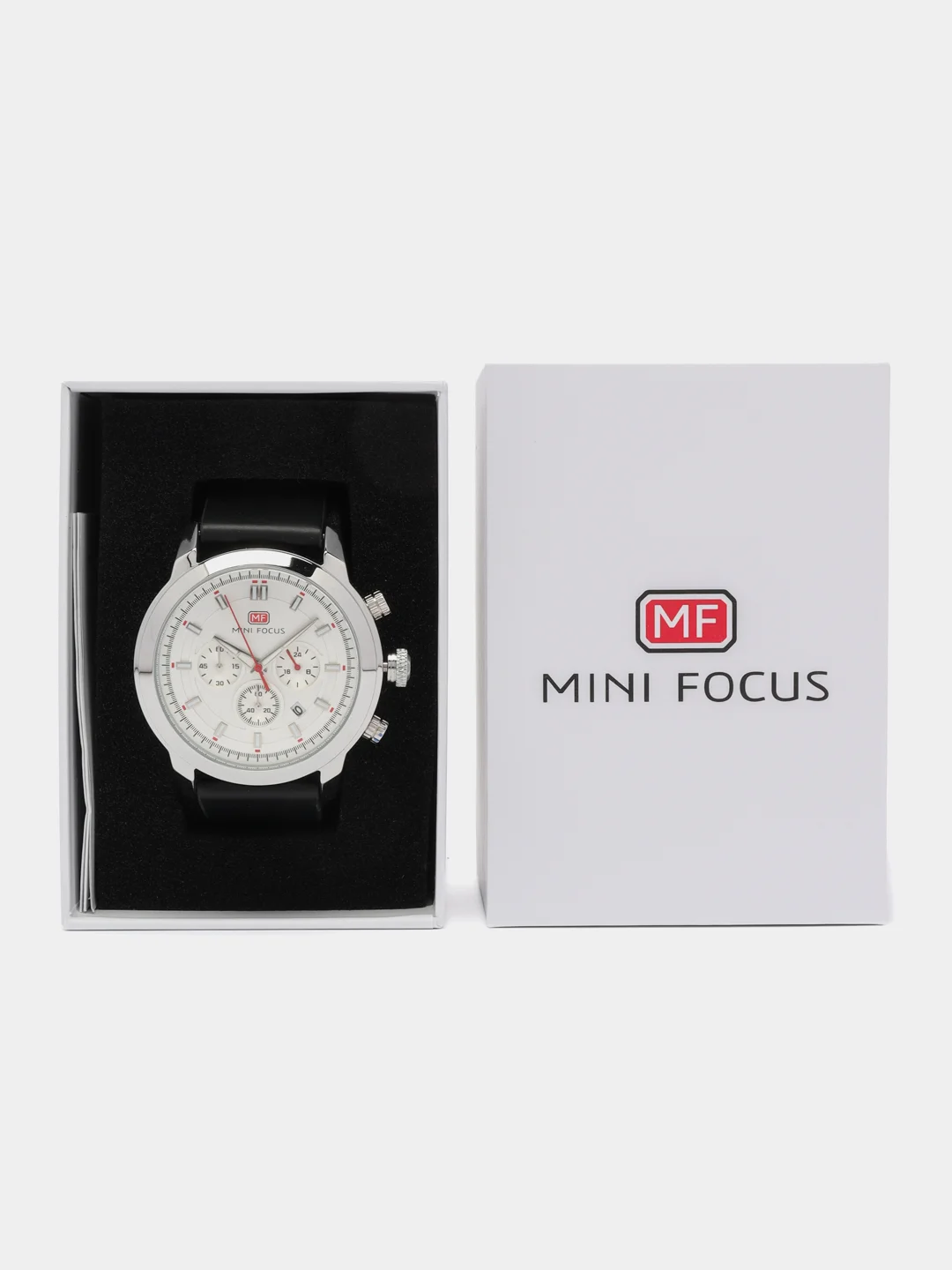 Серебряный мужские наручные часы Mini Focus MF0112G с хронографом, в подарочной упаковке