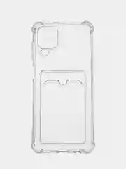Марсала чехол для Samsung Galaxy A12 / M12, Самсунг Галакси А12 / М12 прозрачный, с карманом для карты