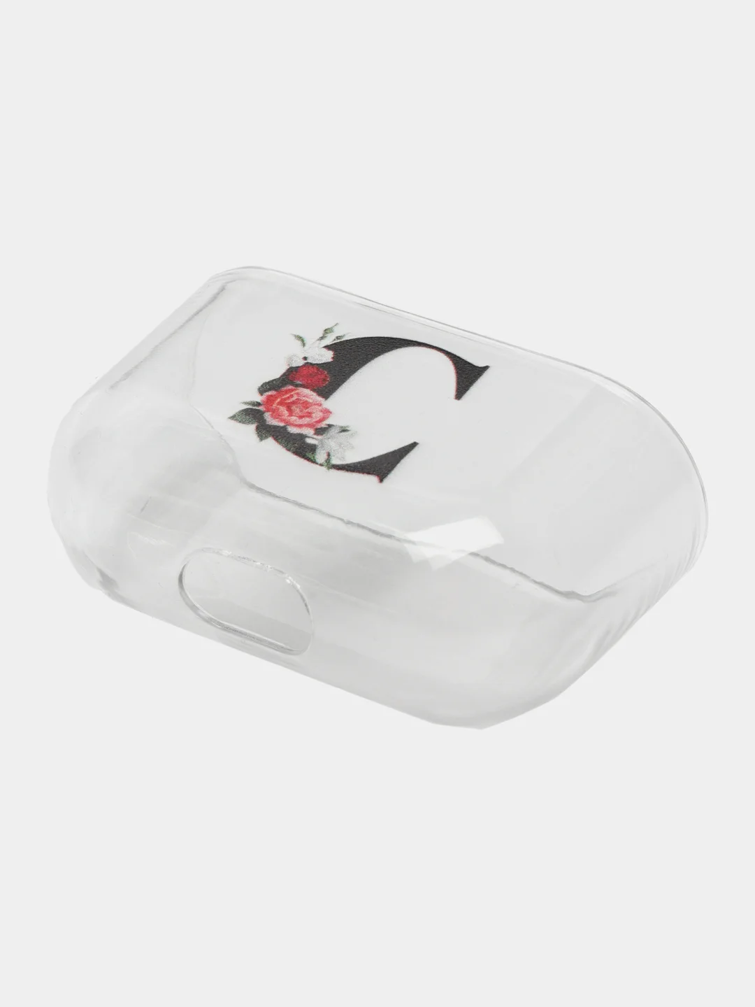 Вишнёвый чехол для наушников Apple AirPods 1, 2, 3, Pro, пластиковый прозрачный с буквой