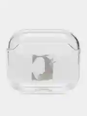 Вишнёвый чехол для наушников Apple AirPods 1, 2, 3, Pro, пластиковый прозрачный с буквой
