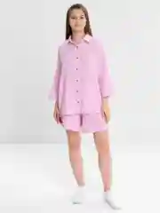Лавандовый костюм женский с шортами, пляжный костюм, муслин, рубашка, шорты