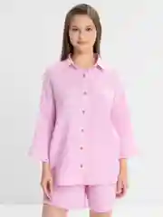 Розовый костюм женский с шортами, пляжный костюм, муслин, рубашка, шорты