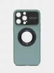 Зеленый чехол на iPhone 11/12/13/14/Pro Max, Айфон Про Макс, магнитный поликарбонат, MagSafe