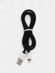 Черный плетёный USB кабель в оплетке Lightning, Micro Type-C
