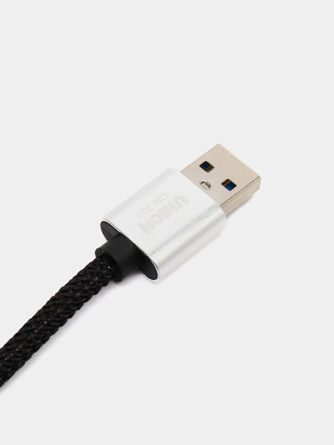 Черный плетёный USB кабель в оплетке Lightning, Micro Type-C
