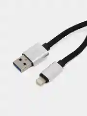 Черный плетёный USB кабель в оплетке Lightning, Micro Type-C