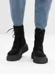 Угольный ботинки женские, весна-осень, черные