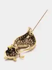 Бронзовый брошь на булавке женская - Кошка бронза/серебро