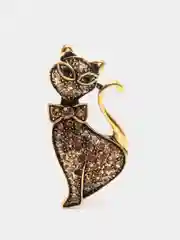 Бронзовый брошь на булавке женская - Кошка бронза/серебро
