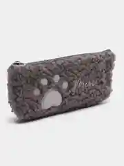 Серый пенал меховой лапка