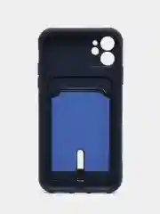 Темно-синий чехол для iPhone 14, 13, 12, 11 Pro Max, XS/X, XR, 7 / 8, Plus с карманом для карт