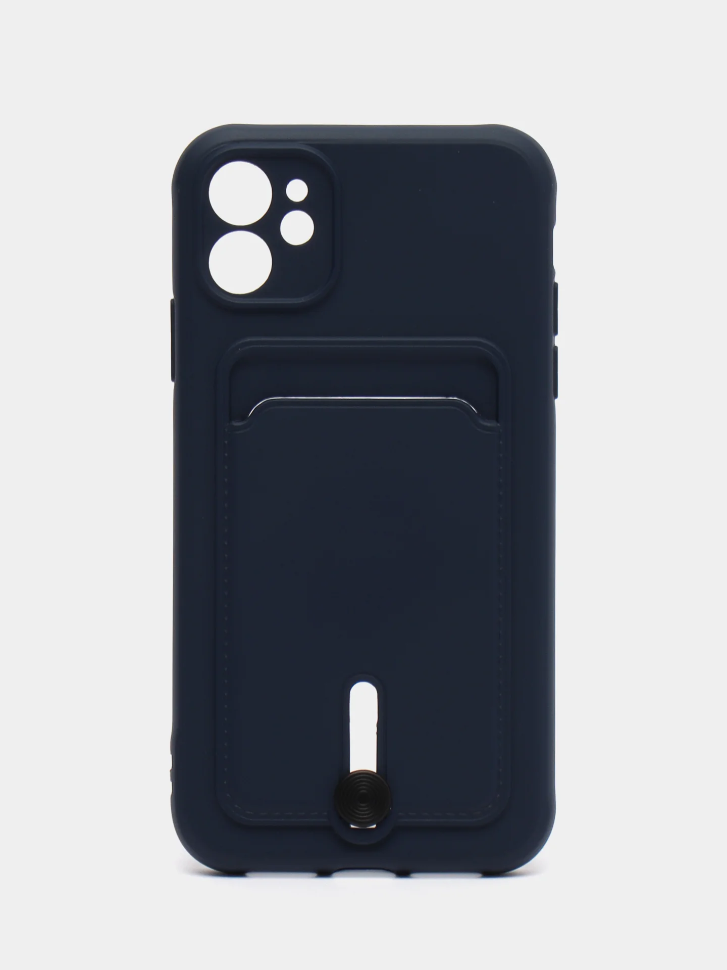 Темно-синий чехол для iPhone 14, 13, 12, 11 Pro Max, XS/X, XR, 7 / 8, Plus с карманом для карт