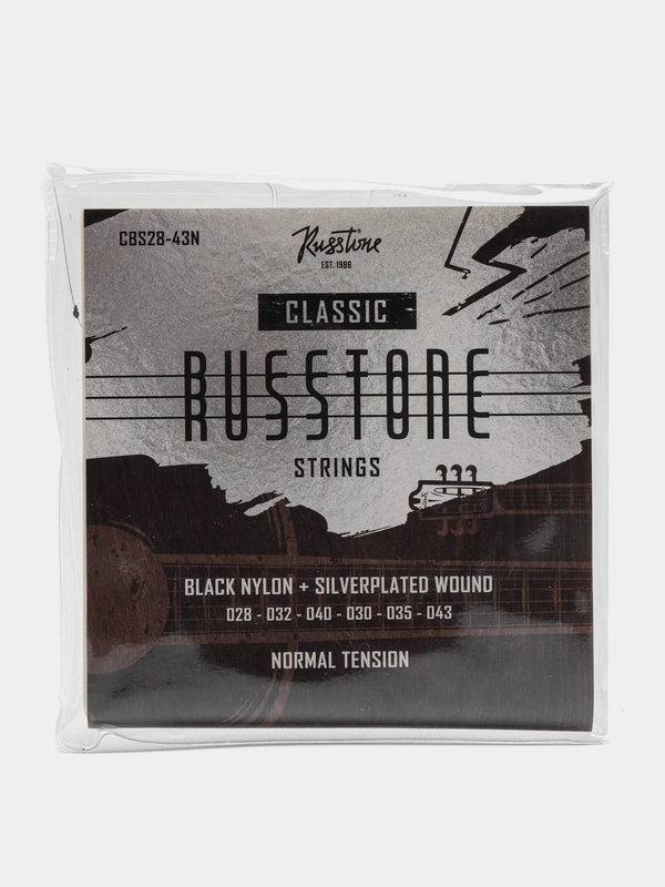 Струны для классической гитары Russtone CBS, посеребренная обмотка, черный нейлон