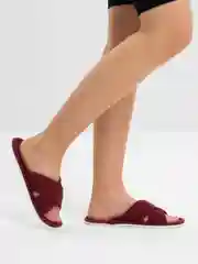 Бордовый тапочки женские для дома, с открытым носком