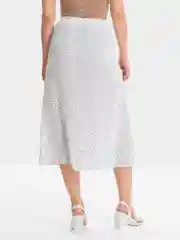 Белый юбка миди с разрезом, в горох