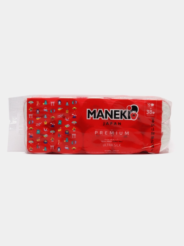 Бумага туалетная Maneki RED, 3 слоя, 30 м, гладкая, без аромата, 10 рулонов