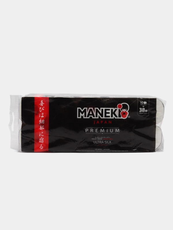 Бумага туалетная Maneki B&W 3 слоя 30 м гладкая с ароматом жасмина, 10 рулонов