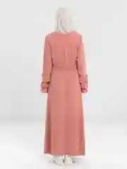 Кораллово-розовый платье женское мусульманское однотонное на никах вечернее, с длинным рукавом для невысоких