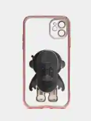 Тёмно-розовый чехол с подставкой, в форме человека, защитой камеры, для iPhone 11, 13, 13 Pro, 13 Pro Max