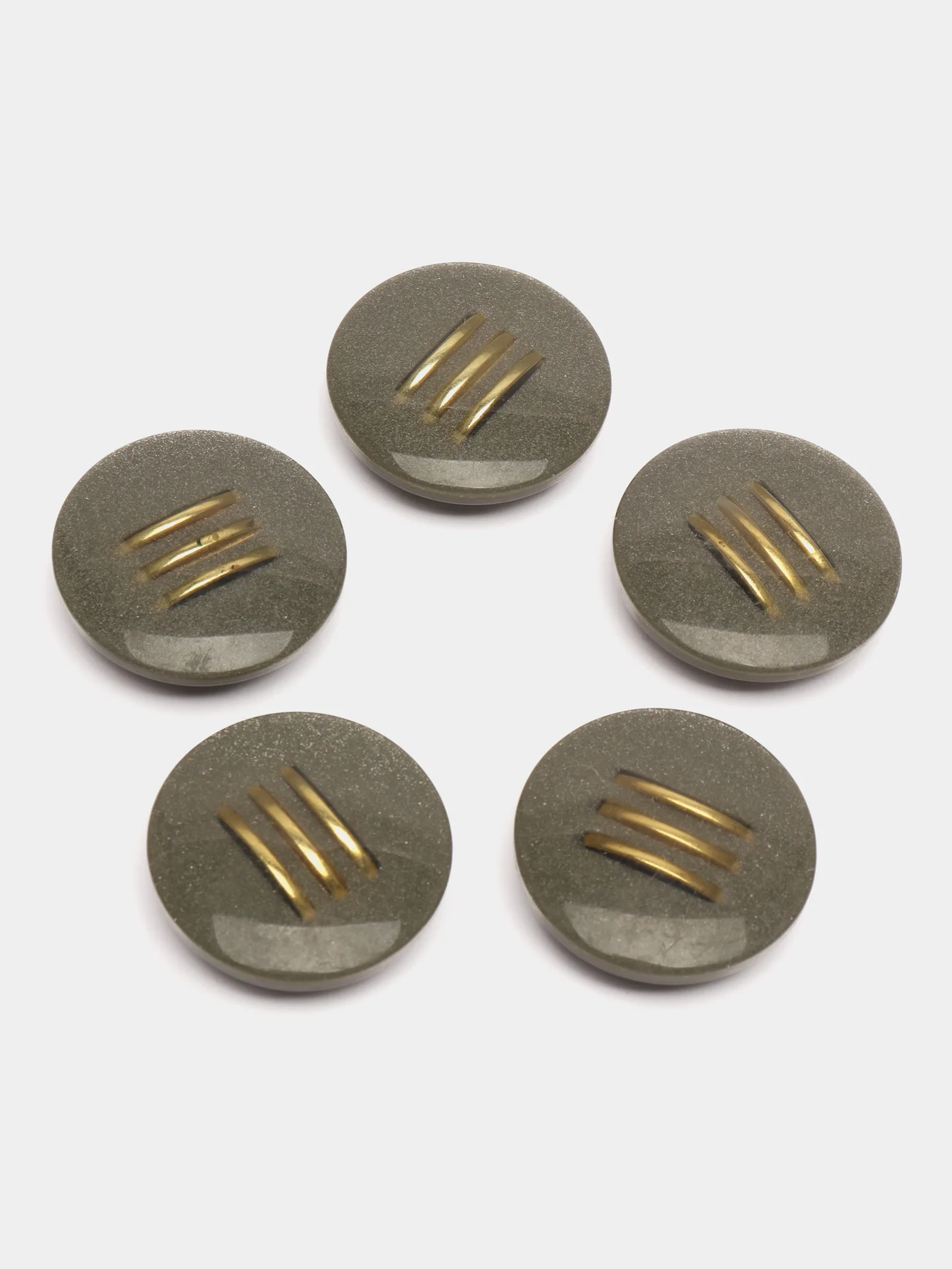 Серебряный пуговицы, 5 штук, d 3.0 см