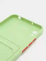 Зеленый силиконовый чехол для Xiaomi Redmi 9A (Сяоми Редми 9А), с карманом для карт, прозрачный