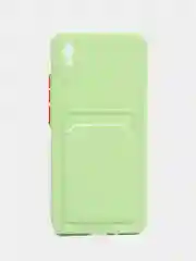 Зеленый силиконовый чехол для Xiaomi Redmi 9A (Сяоми Редми 9А), с карманом для карт, прозрачный