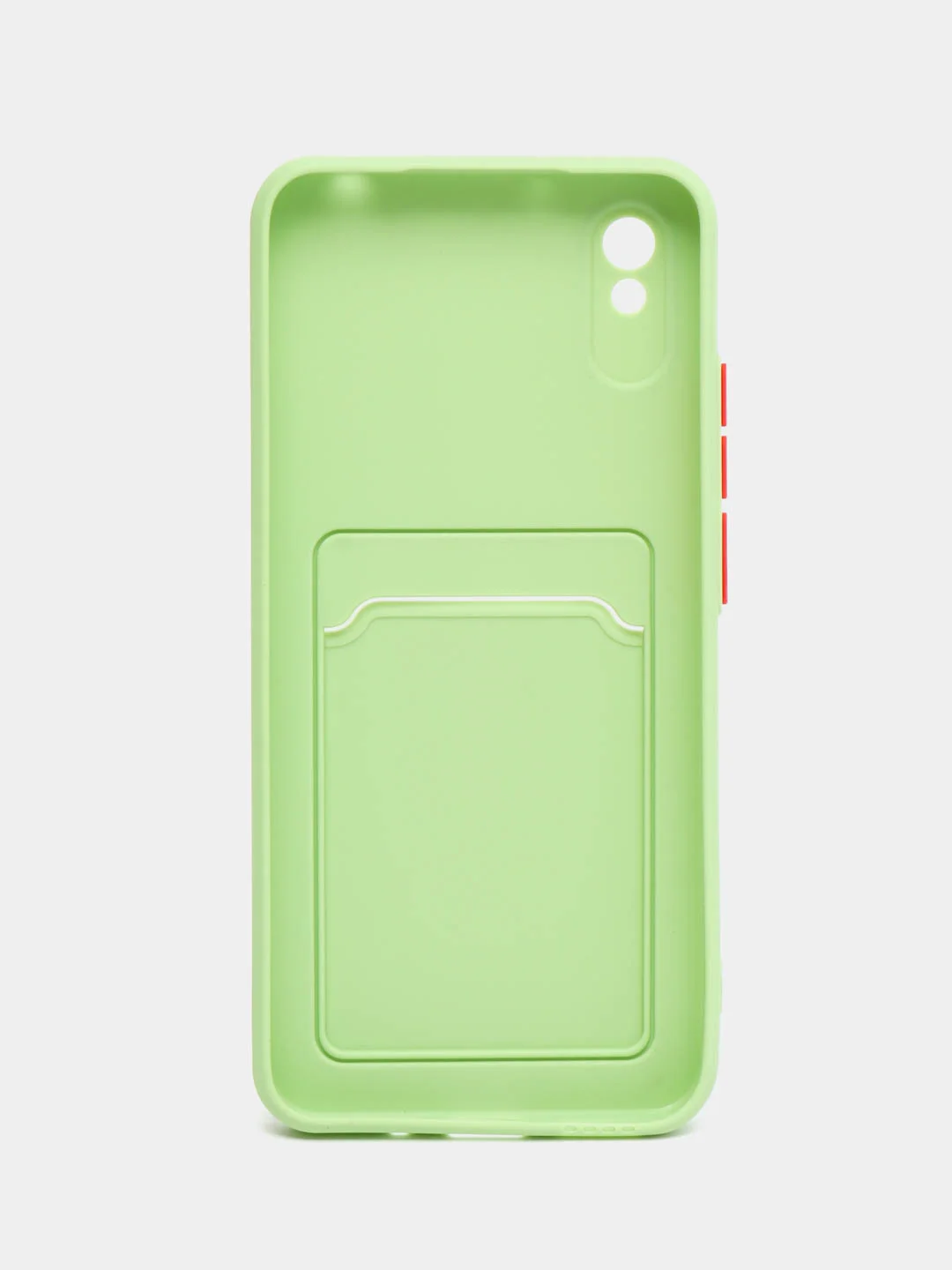 Зеленый силиконовый чехол для Xiaomi Redmi 9A (Сяоми Редми 9А), с карманом для карт, прозрачный