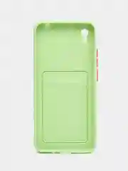Зеленый силиконовый чехол для Xiaomi Redmi 9A (Сяоми Редми 9А), с карманом для карт, прозрачный