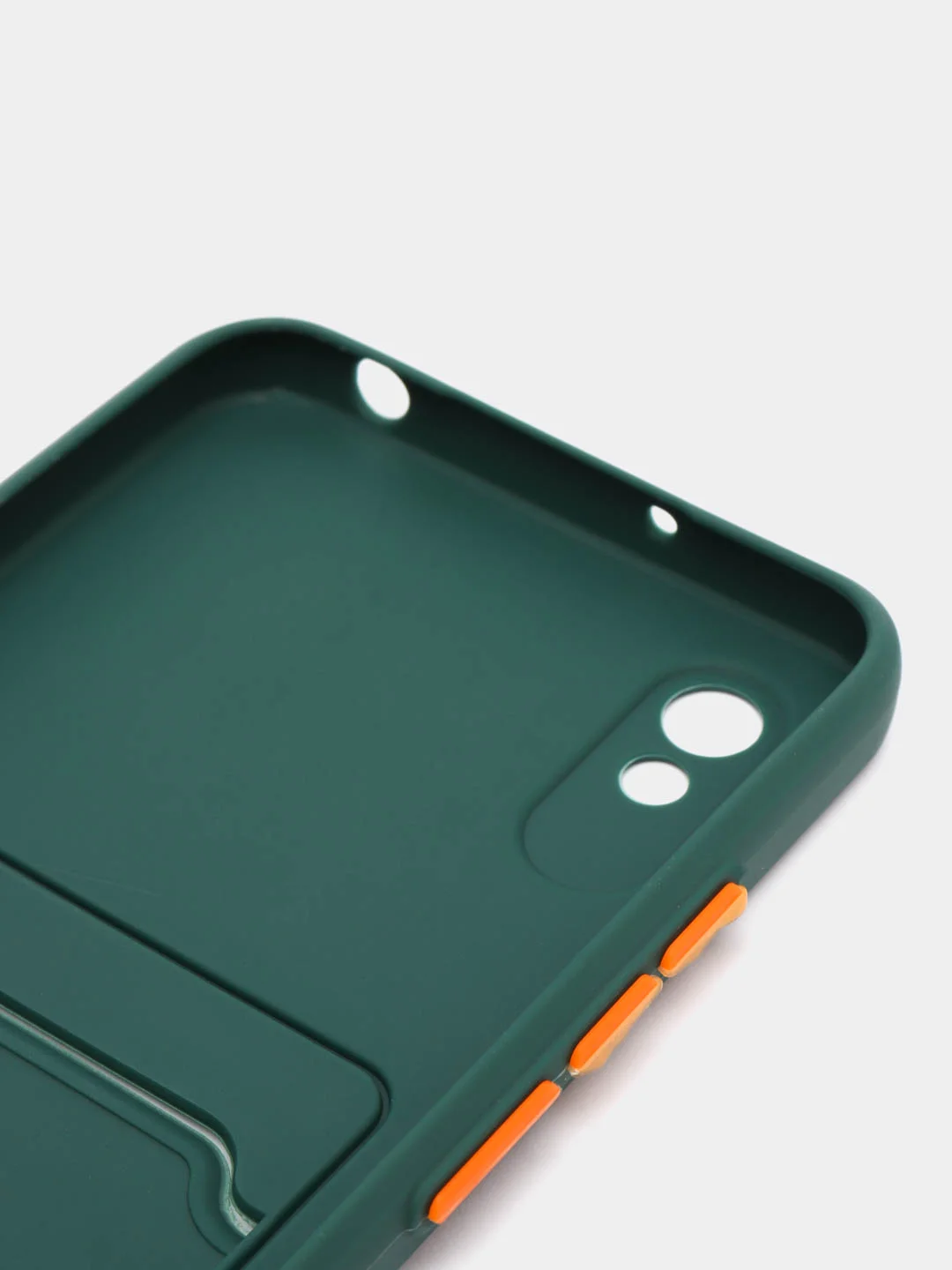 Тёмно-зелёный силиконовый чехол для Xiaomi Redmi 9A (Сяоми Редми 9А), с карманом для карт, прозрачный