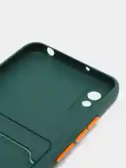 Тёмно-зелёный силиконовый чехол для Xiaomi Redmi 9A (Сяоми Редми 9А), с карманом для карт, прозрачный