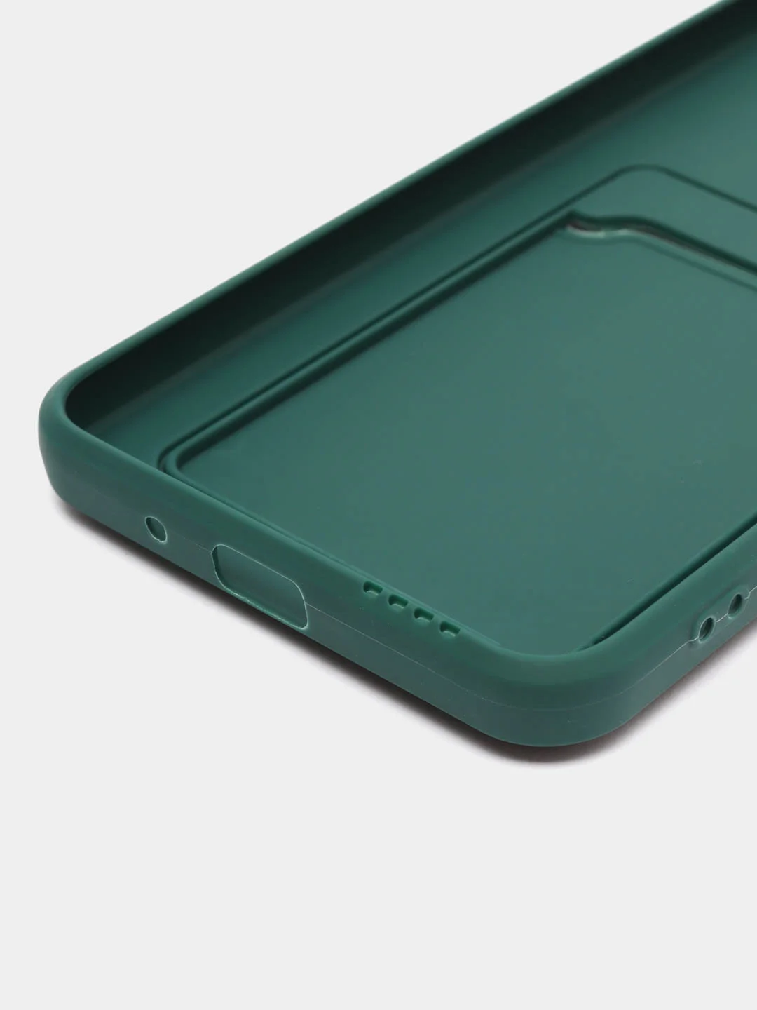 Тёмно-зелёный силиконовый чехол для Xiaomi Redmi 9A (Сяоми Редми 9А), с карманом для карт, прозрачный
