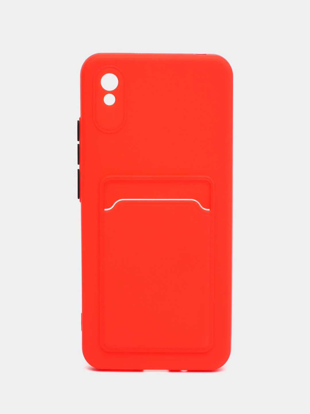 Красный силиконовый чехол для Xiaomi Redmi 9A (Сяоми Редми 9А), с карманом для карт, прозрачный