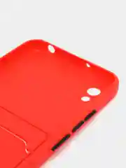 Красный силиконовый чехол для Xiaomi Redmi 9A (Сяоми Редми 9А), с карманом для карт, прозрачный