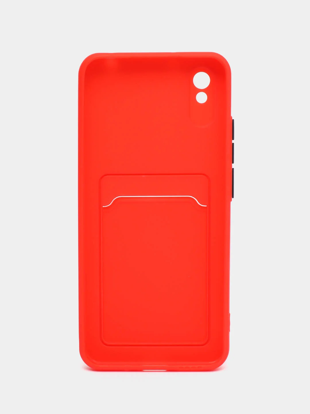 Красный силиконовый чехол для Xiaomi Redmi 9A (Сяоми Редми 9А), с карманом для карт, прозрачный