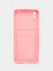 Пудровый силиконовый чехол для Xiaomi Redmi 9A (Сяоми Редми 9А), с карманом для карт, прозрачный