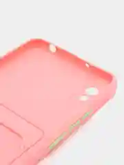 Пудровый силиконовый чехол для Xiaomi Redmi 9A (Сяоми Редми 9А), с карманом для карт, прозрачный