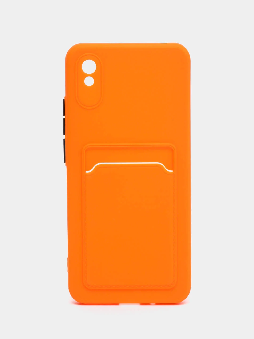 Оранжевый силиконовый чехол для Xiaomi Redmi 9A (Сяоми Редми 9А), с карманом для карт, прозрачный