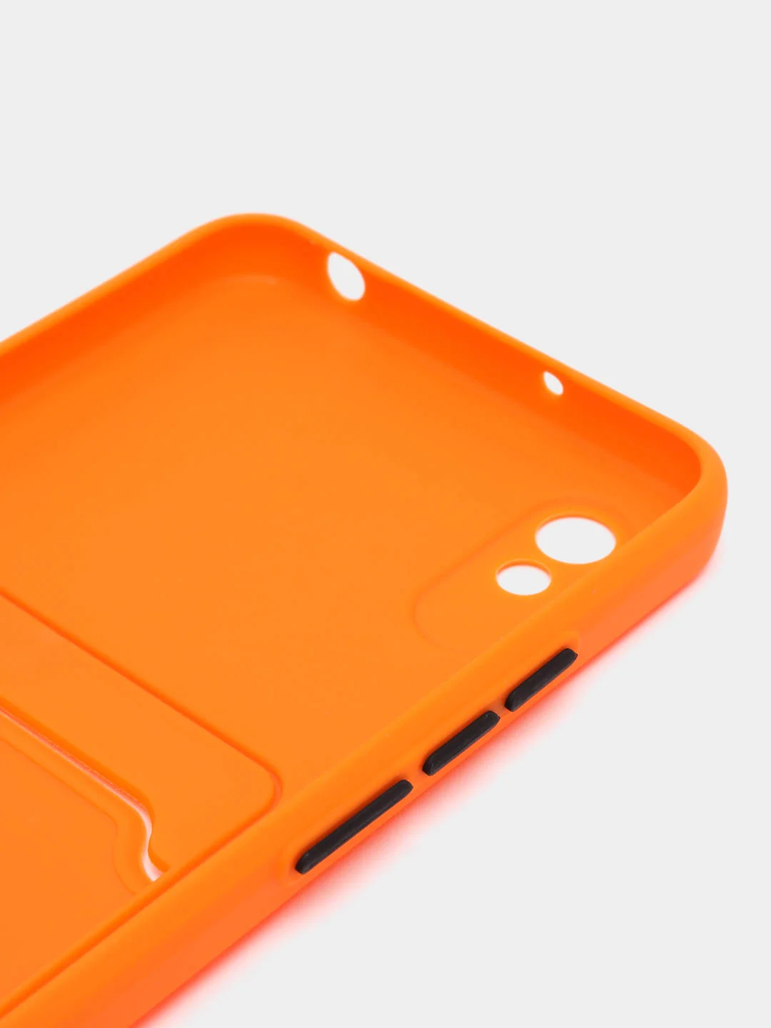 Оранжевый силиконовый чехол для Xiaomi Redmi 9A (Сяоми Редми 9А), с карманом для карт, прозрачный