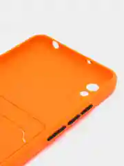Оранжевый силиконовый чехол для Xiaomi Redmi 9A (Сяоми Редми 9А), с карманом для карт, прозрачный