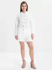 Белый костюм женский летний двойка рубашка шорты / женский костюм / костюм летний